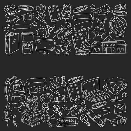 Back to school vector pattern. Online internet education.のイラスト素材