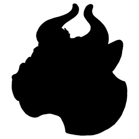 Cows head. Natural Milk. Dairy farm. Vintage vector engraving illustration for label, poster. Isolated on white backgroundのイラスト素材