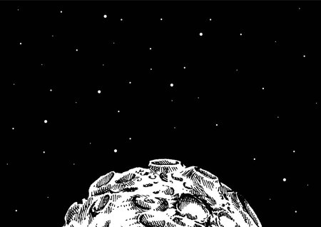 Vector illustration of a full moon with craters. Isolated on black background.のイラスト素材