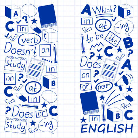 Concept of learning English. Flat design, vector pattern. English courses.のイラスト素材