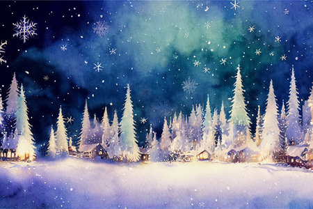 Beautiful Red Christmas ball watercolor illustration. New Year Celebration. Winter Snowflakes. Christmas background.の写真素材