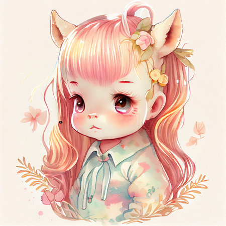 Unicorn illustration for children design. Rainbow hair. Isolated. Cute fantasy animal.