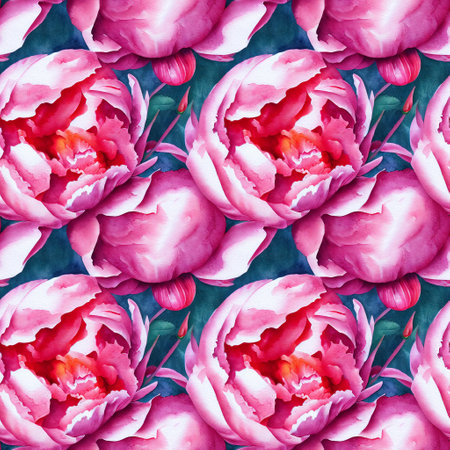 Floral seamless pattern. Vintage peony background. Hand drawn watercolor illustration.の写真素材