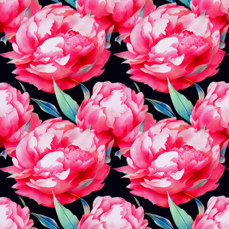 Floral seamless pattern. Vintage peony background. Hand drawn watercolor illustration.の写真素材