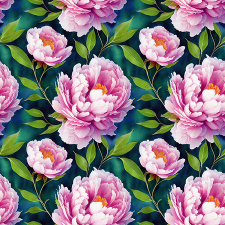 Floral seamless pattern. Vintage peony background. Hand drawn watercolor illustration.の写真素材
