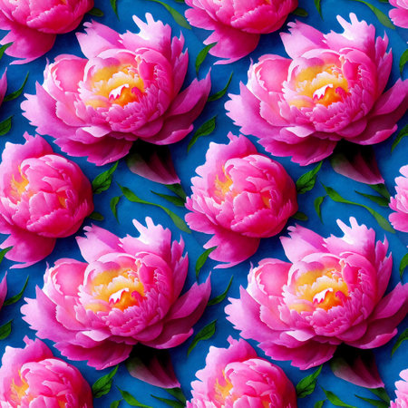 Floral seamless pattern. Vintage peony background. Hand drawn watercolor illustration.の写真素材