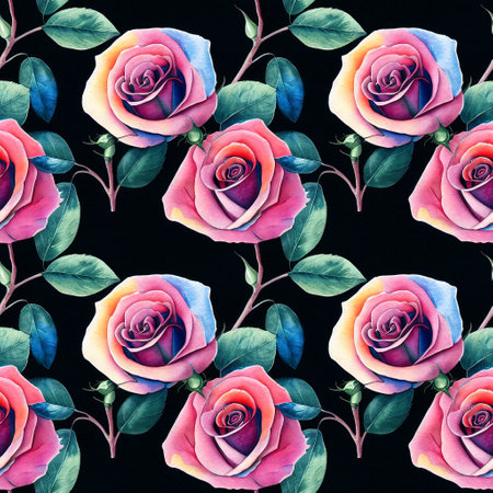 Roses flower seamless pattern. Modern design. Alcohol ink. Watercolor illustration.の写真素材