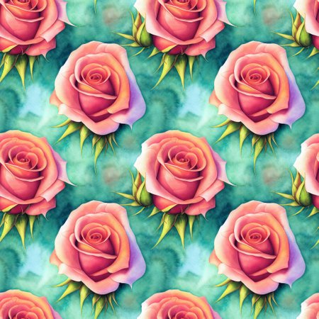 Roses flower seamless pattern. Modern design. Alcohol ink. Watercolor illustration.の写真素材