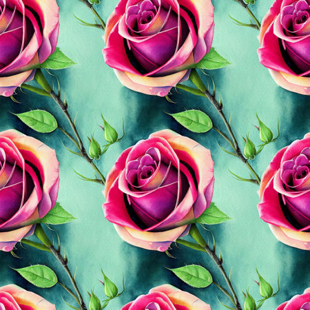 Roses flower seamless pattern. Modern design. Alcohol ink. Watercolor illustration.の写真素材