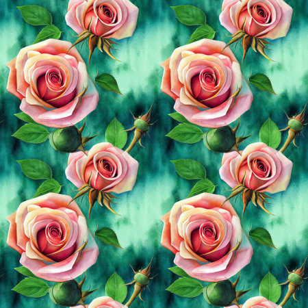 Roses flower seamless pattern. Modern design. Alcohol ink. Watercolor illustration.の写真素材