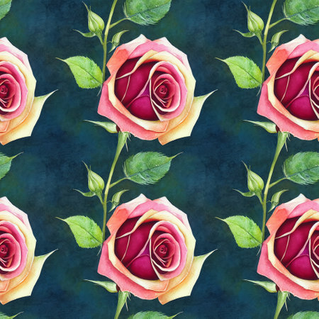 Roses flower seamless pattern. Modern design. Alcohol ink. Watercolor illustration.の写真素材
