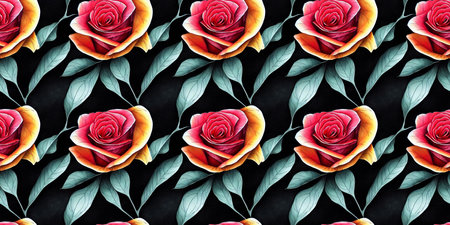 Roses flower seamless pattern. Modern design. Alcohol ink. Watercolor illustration.の写真素材