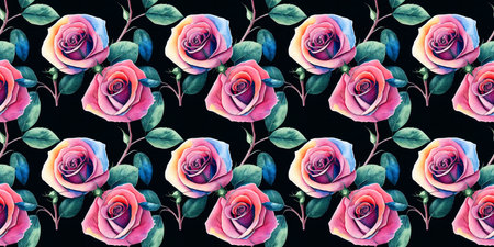 Roses flower seamless pattern. Modern design. Alcohol ink. Watercolor illustration.の写真素材
