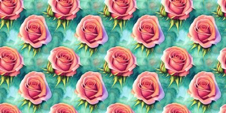 Roses flower seamless pattern. Modern design. Alcohol ink. Watercolor illustration.の写真素材