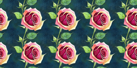 Roses flower seamless pattern. Modern design. Alcohol ink. Watercolor illustration.の写真素材