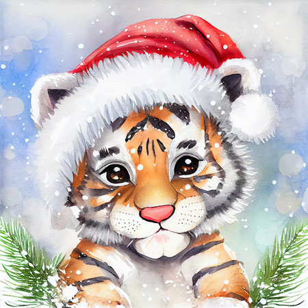 Cute baby tiger illustration. Watercolor illustration for baby shower, greeting card, party invitation, fashion clothes t-shirt print.の写真素材