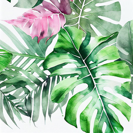Tropical leaves collection. Jungle tropical backgroundsの写真素材