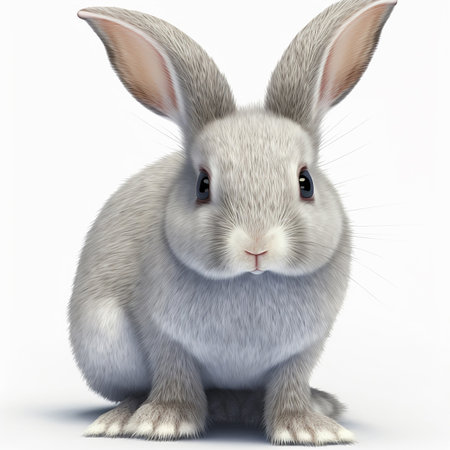 Cute easter bunny for children poster illustration. Easter rabbit.の写真素材
