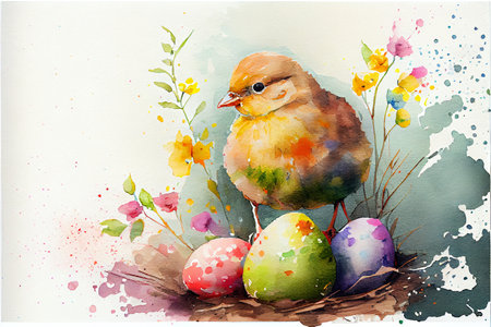 Happy Easter banner. Trendy Easter design with eggs, bunny ears, in pastel colors. Modern minimal style. Horizontal poster, greeting card, header for websiteの写真素材