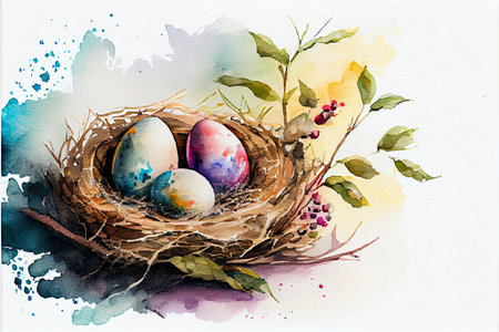 Happy Easter banner. Trendy Easter design with eggs, bunny ears, in pastel colors. Modern minimal style. Horizontal poster, greeting card, header for websiteの写真素材