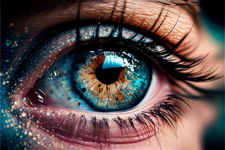 Colorful eye, Conceptual abstract picture of the eye. Oil painting in colorful colors. Conceptual abstract closeupの写真素材