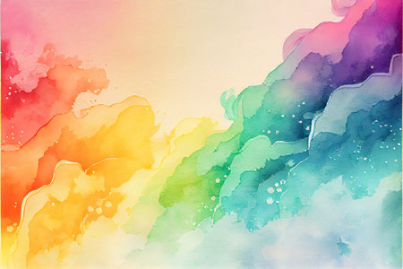 Rainbow illustration of galaxy fantasy background and pastel color.The unicorn in pastel sky with rainbow. Pastel clouds and sky with bokeh . Cute bright candy background .の写真素材
