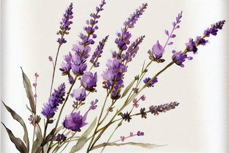 Lavender flowers isolated on white backgroundの写真素材
