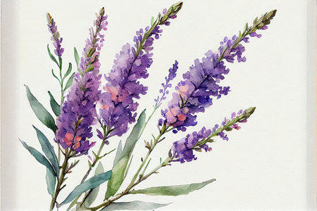 Lavender flowers isolated on white backgroundの写真素材