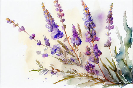 Lavender flowers isolated on white backgroundの写真素材