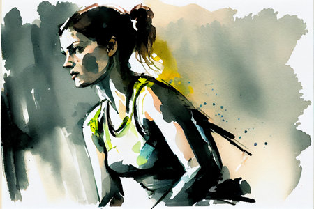 Young woman running. Run and fitness, healthy lifestyleの写真素材