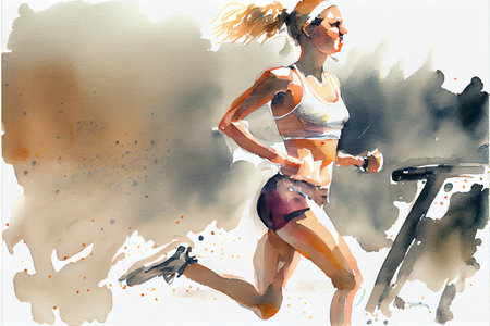 Young woman running. Run and fitness, healthy lifestyleの写真素材