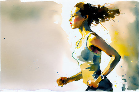 Young woman running. Run and fitness, healthy lifestyleの写真素材