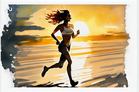 Young woman running. Run and fitness, healthy lifestyleの写真素材