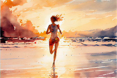 Young woman running. Run and fitness, healthy lifestyleの写真素材