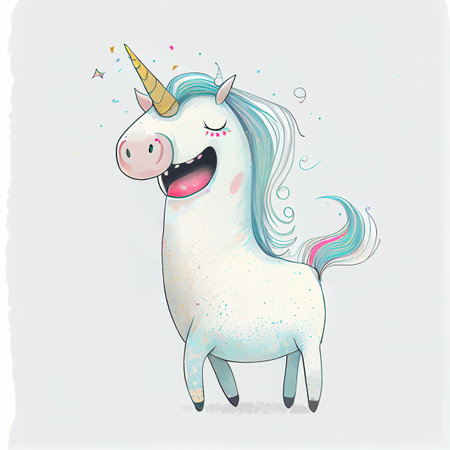 Unicorn rainbow cute illustration - card and shirt designの写真素材