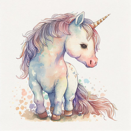 Unicorn rainbow cute illustration - card and shirt designの写真素材