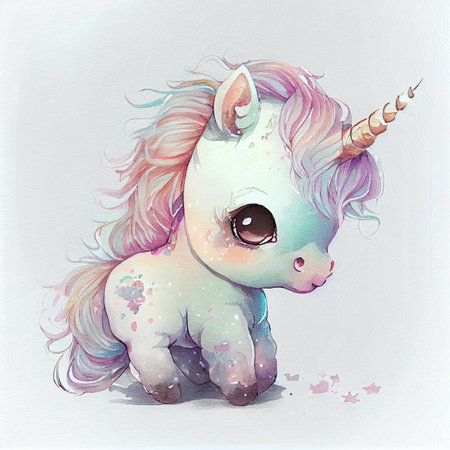 Unicorn rainbow cute illustration - card and shirt designの写真素材