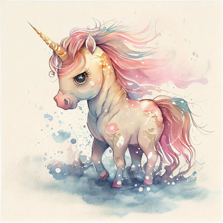 Unicorn rainbow cute illustration - card and shirt designの写真素材