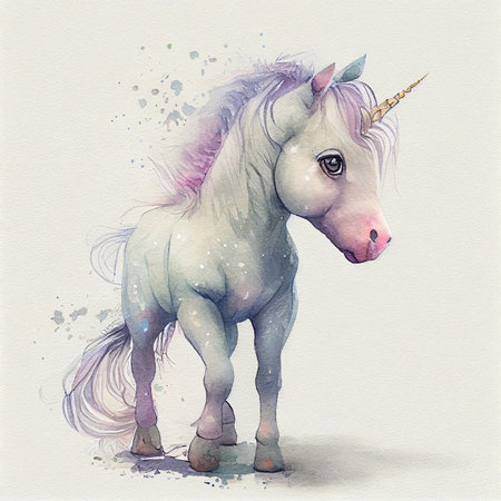 Unicorn rainbow cute illustration - card and shirt designの写真素材