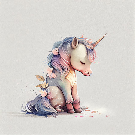 Unicorn rainbow cute illustration - card and shirt designの写真素材