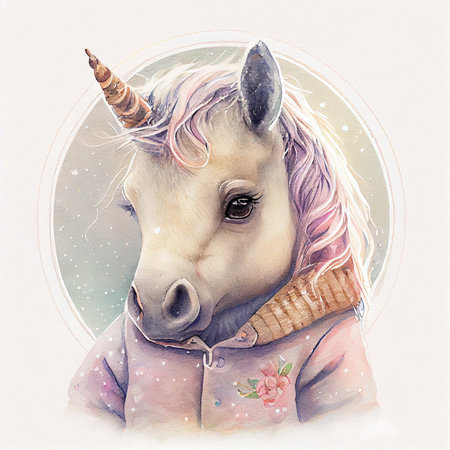 Unicorn rainbow cute illustration - card and shirt designの写真素材