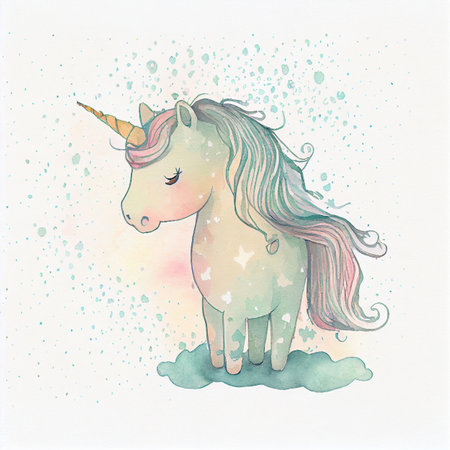 Unicorn rainbow cute illustration - card and shirt designの写真素材