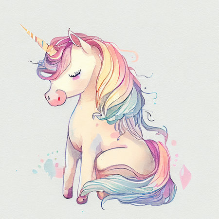 Unicorn rainbow cute illustration - card and shirt designの写真素材
