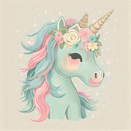 Unicorn rainbow cute illustration - card and shirt designの写真素材
