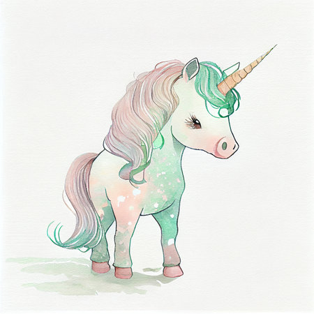 Unicorn rainbow cute illustration - card and shirt designの写真素材