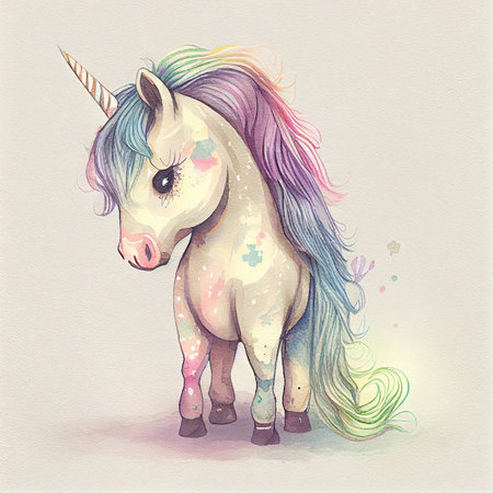 Unicorn rainbow cute illustration - card and shirt designの写真素材