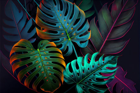 Tropical frames with leaves, flowers for party invitations, sale posters and wedding cards. Collection of templates.の写真素材