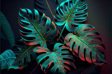 Tropical frames with leaves, flowers for party invitations, sale posters and wedding cards. Collection of templates.の写真素材