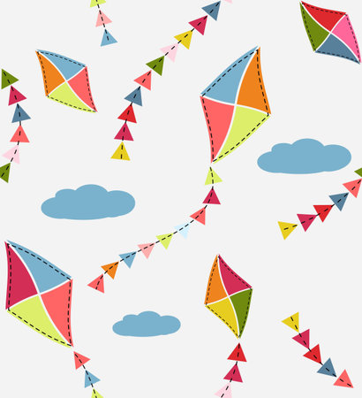 Seamless pattern with kitesのイラスト素材