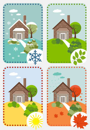 Four seasons  vector time-lapseのイラスト素材
